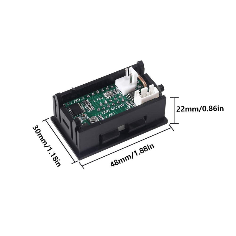 ACEIRMC 2pcs 0.28" LED Voltmeter Ammeter, Red and Blue Digital Multimeter Display Voltage Current Tester,DC 0-100V 10A Detector Voltage Current Meter Panel Amp Volt Gauge