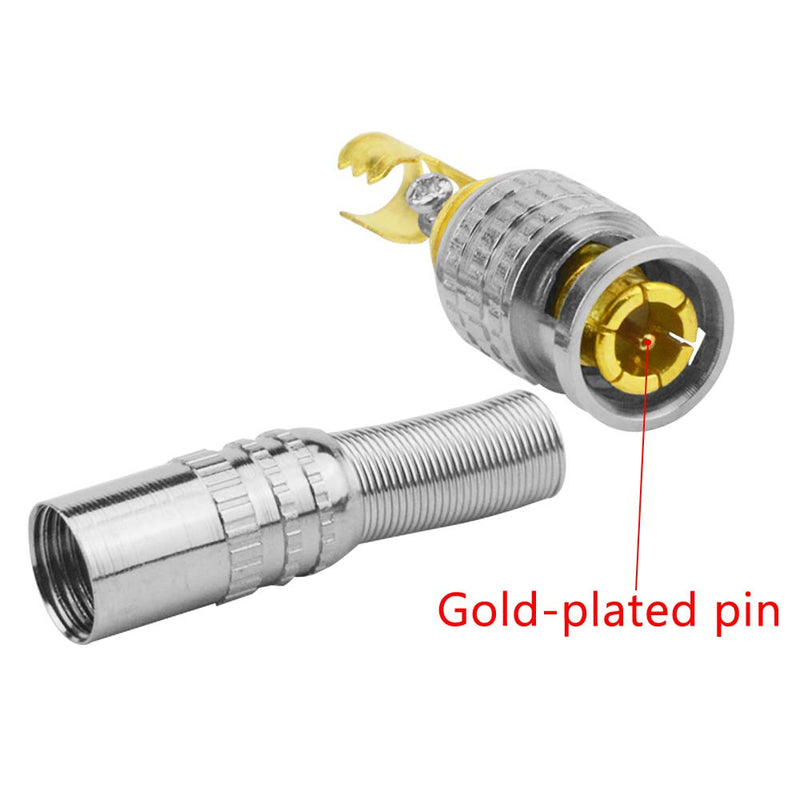 WMYCONGCONG 20 PCS BNC Male Coaxial Connectors RG59 RG6 Coaxial Terminal Screw On Brass Connector for CCTV Security Video Surveillance Camera Use