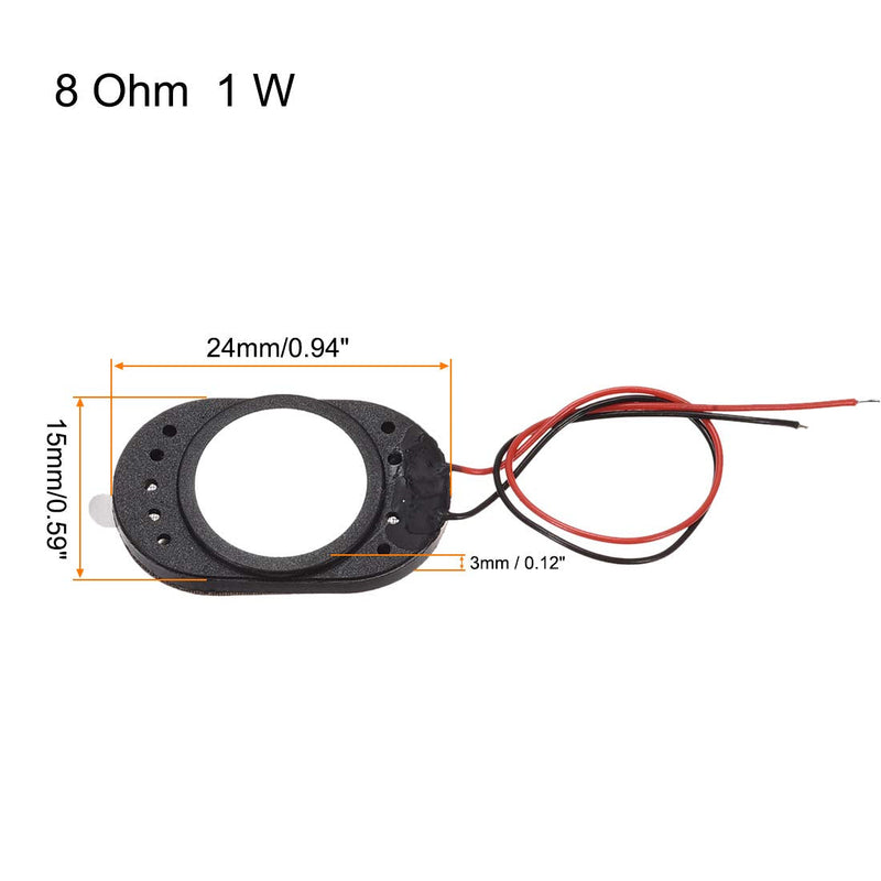 uxcell 1W 8 Ohm Mini DIY Magnetic Speaker Replacement Loudspeaker 15mmx24mm for Electronic and GPS Navigator 2pcs