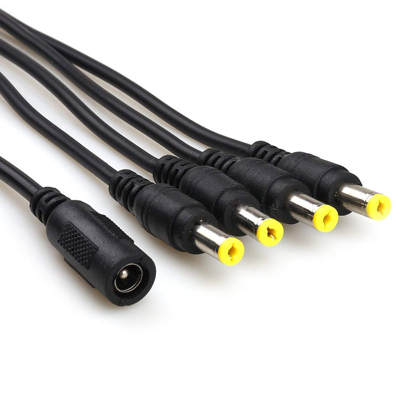 LEOU (26ft) Power Extension Cable for CCTV Surveillance Camera/IP Camra/DVR standalone/LED Light bar. (with DC Power Cord, 1 Female to 4 Male 5.5mm X 2.1mm Camera Splitter Cable)