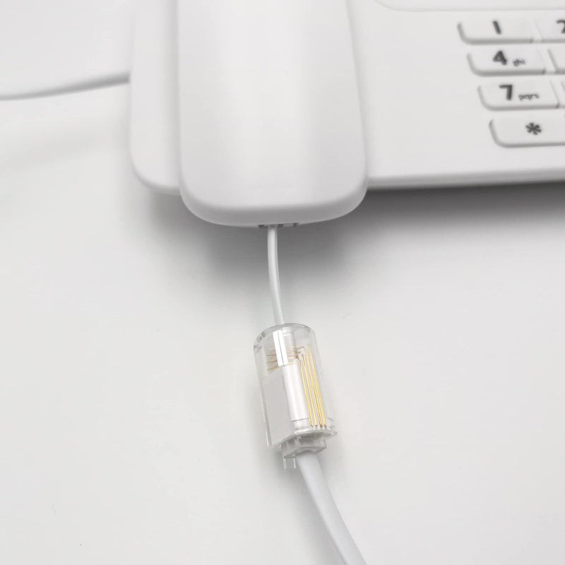 NECABLES (2 Pack) Phone Cord Detangler Telephone Cord Detangler Handset Cord Detangler Phone Swivel Cord RJ9 4P4C Male to Female for Desk Phone Landline White White 2 pcs