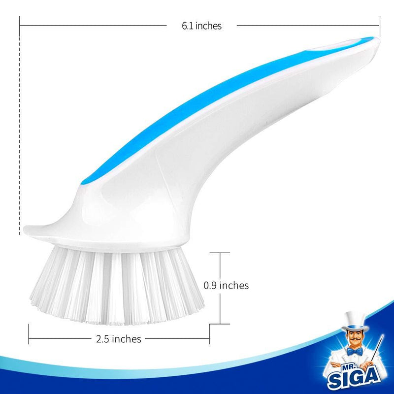 MR.SIGA Pot and Pan Cleaning Brush - Pack of 2 White & Blue - 2 Pack