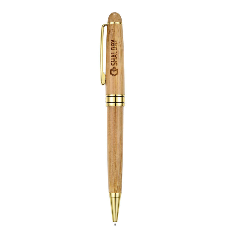 SHALORY Bamboo Wooden Pen Set - 1 Ballpoint Pen Medium Point & 1 Rollerball Pen Fine Point - Smooth Writing Flow Gift Pen with Extra 2 Refills, Black Ink Bamboo Wood Writing Pen Set 0.7/1.0mm