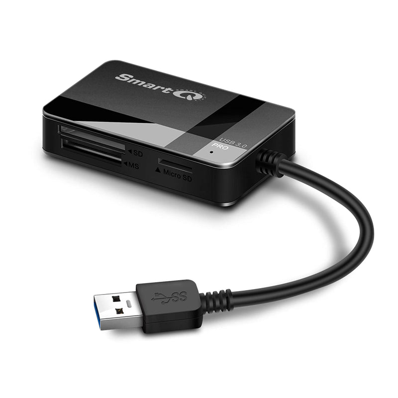 SmartQ C368 Pro USB 3.0 Multi-Card Reader, Plug N Play, Apple and Windows Compatible, Powered by USB, Supports CF/SD/SDHC/SCXC/MMC/MMC Micro/RS MMC/Mini SD/Micro SD/MS Duo/MS Pro/MS Pro Pro Duo USB A