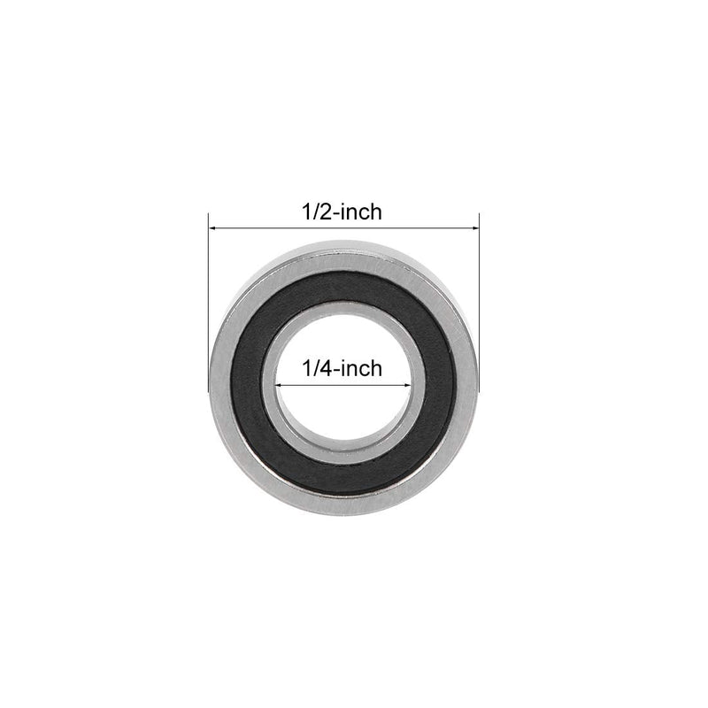 uxcell R188-2RS Deep Groove Ball Bearings 1/4" x 1/2" x 3/16" Double Sealed Chrome Steel P0(ABEC1) 10pcs