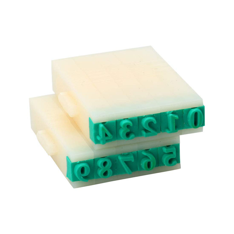 uxcell Rubber 0-9 Digits Detachable Number Stamp, 4.5mm Width, White Green