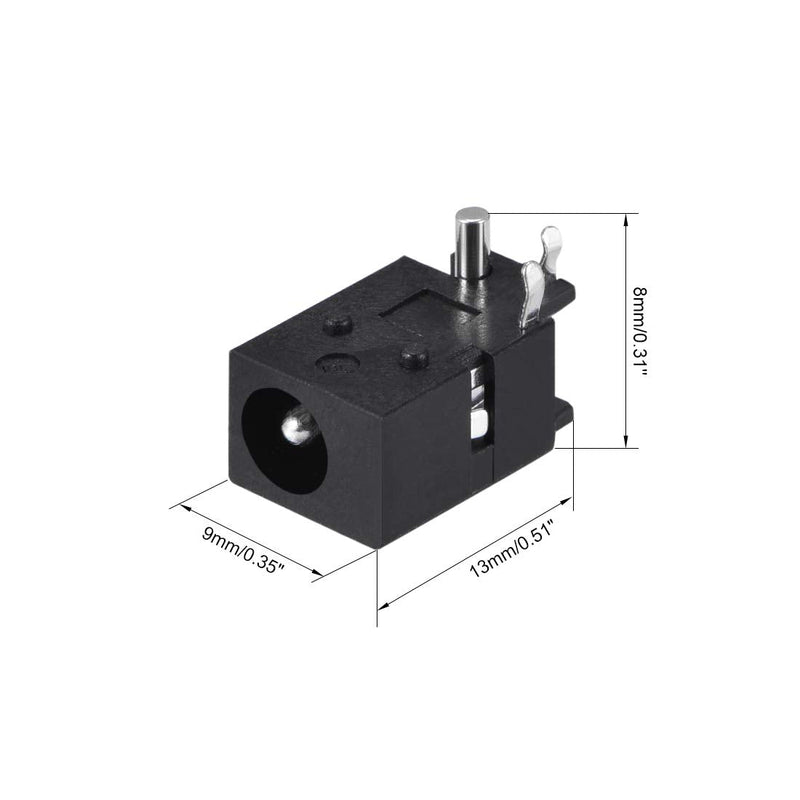 uxcell PCB Mount 4.0mm x 1.7mm 3 Pin Audio Video DC Power Connector Socket DC023 Black 10Pcs
