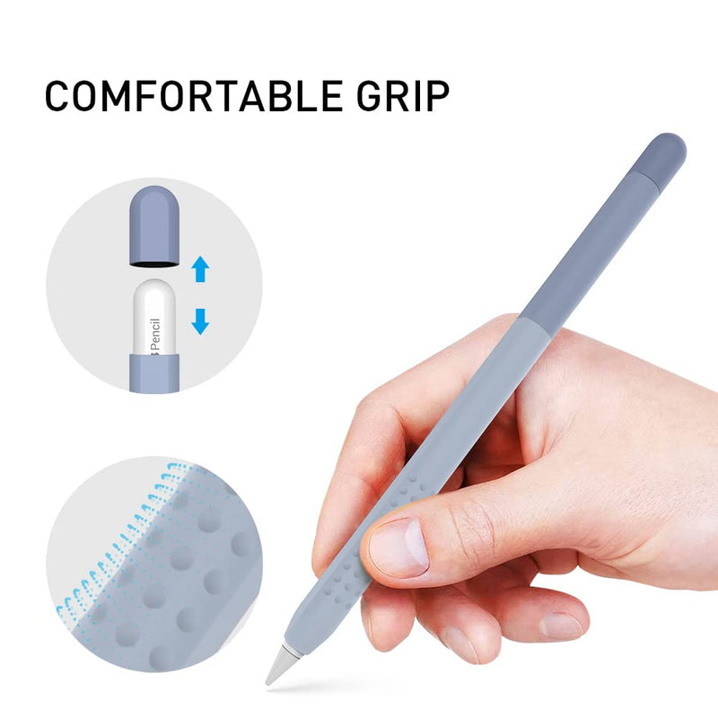 Delidigi Pencil Case Compatible with Apple Pencil 2nd Generation Case, Gradient Color Case Sleeve Silicone Cover Accessories for Apple Pencil 2nd Gen (Lavender Grey) Lavender Grey