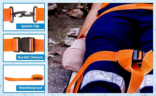Primacare IR-5007 Unisex 2 Piece Restraint Strap with Swivel Speed Clip for Patients, Adults and Kids, Medical Waterproof Straps with Adjustable Locking for Easy Attachment, 9 Feet, Orange