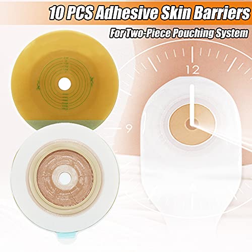 LotFancy 10 PCS Adhesive Stoma Skin Barriers for Two-Piece System Colostomy Bag - Ostomy Wafer Supply for Ileostomy Stoma Care, Cut-to-Fit