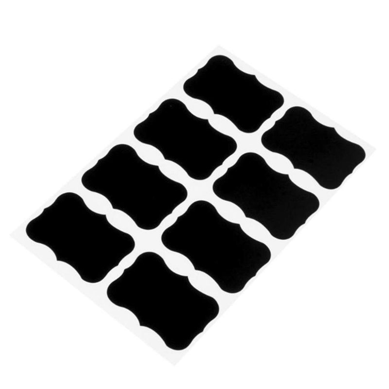 FirstZi 96pcs 50mmx35mm Black Resuable Chalkboard Sticker Labels for Storage Bins, Glass Jars, Canisters, Bottles, Pantry, Crafts, with 1pc White Chalk Marker