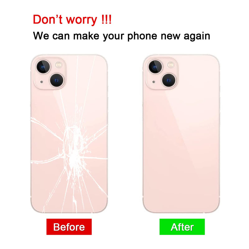 Perzework OEM Rear Back Glass Replacement for iPhone 13 Mini 5.4 inches (Pink) with Reparing Toolkit Pink