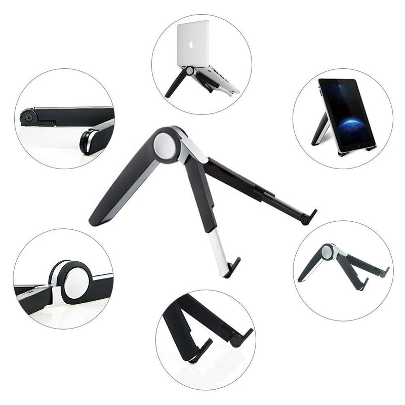 Laptop Stand Adjustable Portable Tablet Holder,Cooling Portable Ventilated Stand,Multifunction Folding Bracket,Ergonomic Desktop Stand Fits Notebooks from 10"-17" and All Tablets Black Conventional-2