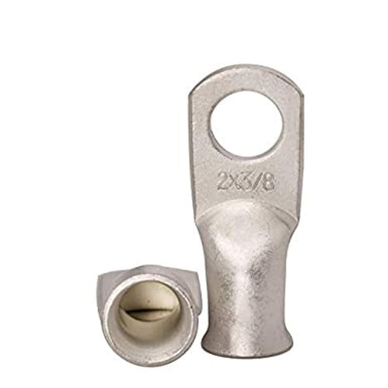 10PCS Heavy Duty Tinned Copper Wire Lugs 2 AWG Battery Cable Ends Tubular Bare Copper Eyelets Ring Terminal Connectors Marine Grade Wire Lugs Connectors (2 AWG - 3/8''Ring/Eye,10pcs) 2 AWG - 3/8''Ring