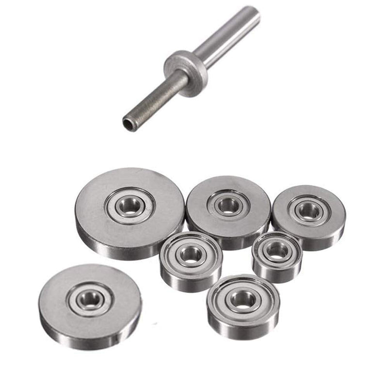 Eyech 7PC Metal Bearings Replacement Kit Deep Groove Ball Bearing Accessory Bit for Router Bit -Inner Dia. 3/16" & Overall Dia. 3/8", 1/2", 5/8", 3/4", 7/8", 1", 1-1/8"