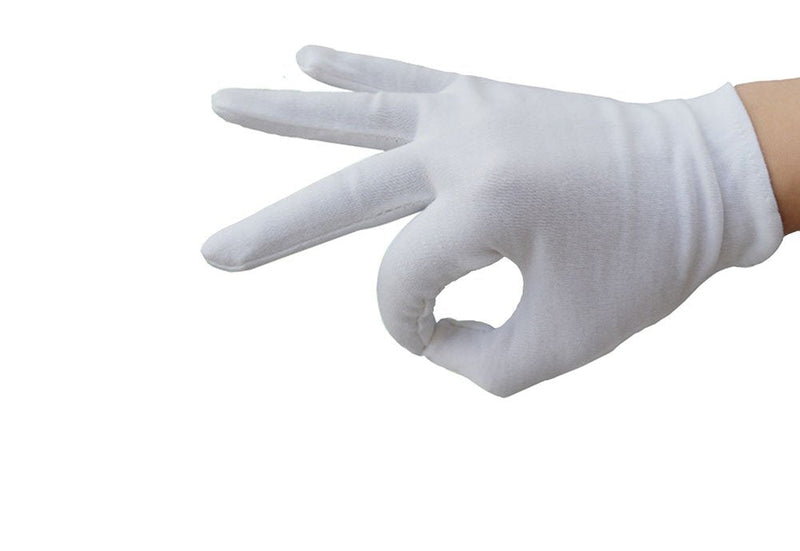 12Pcs/6 Pairs 8.27 Inches White Cotton Gloves Work Gloves One Size