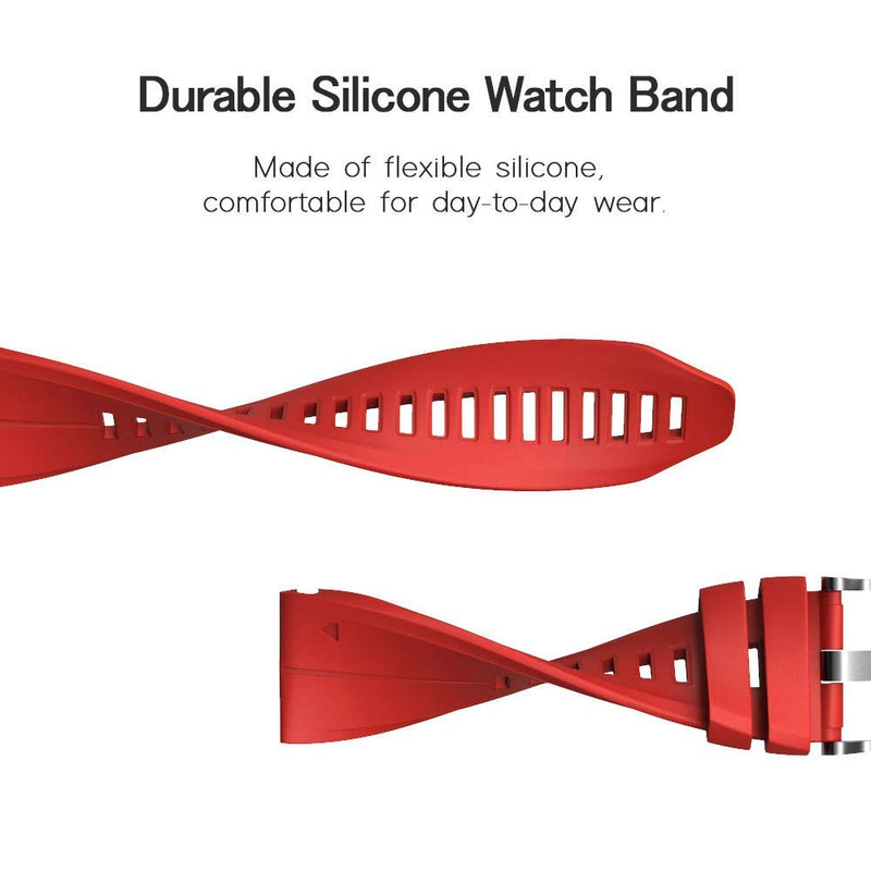 NotoCity Compatible Fenix 5X Plus Bands Fenix 7X Sport Silicone Replacement Watch Strap for Garmin Fenix 5X/Fenix 5X Plus/Fenix 6X/Fenix 6X Pro/Fenix 3/HR/Descent MK1/D2 Delta PX/D2 Charlie(Red) Red