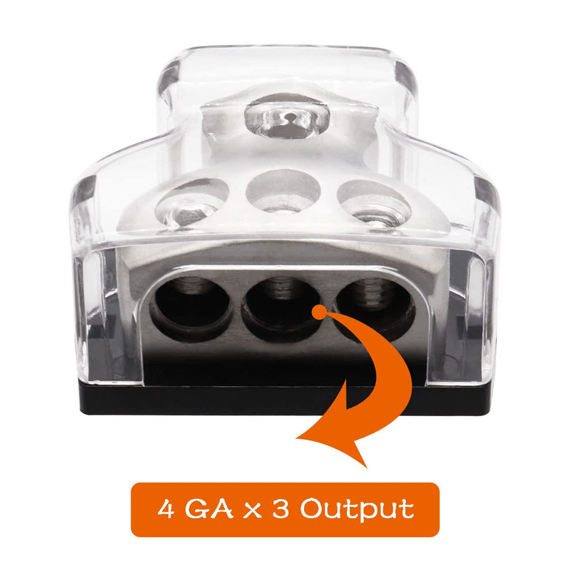 Seamaka 2PCS 3 Way Power Distribution Block,1x 0 Gauge in,3X 4 Gauge Out,Amp Distribution Connecting Block for Car Audio Splitter O-073-2PCS 3 way-T1-2pcs