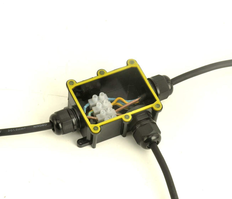 Waterproof Junction Box ,Outdoor Junction Box, Waterproof Electrical Junction Box, IP68, 3 Way M20 coaxial Cable Connector Wire Range from 4 to 12mm, Black (3 Way, 2 pcs) 3 way, 2 pcs