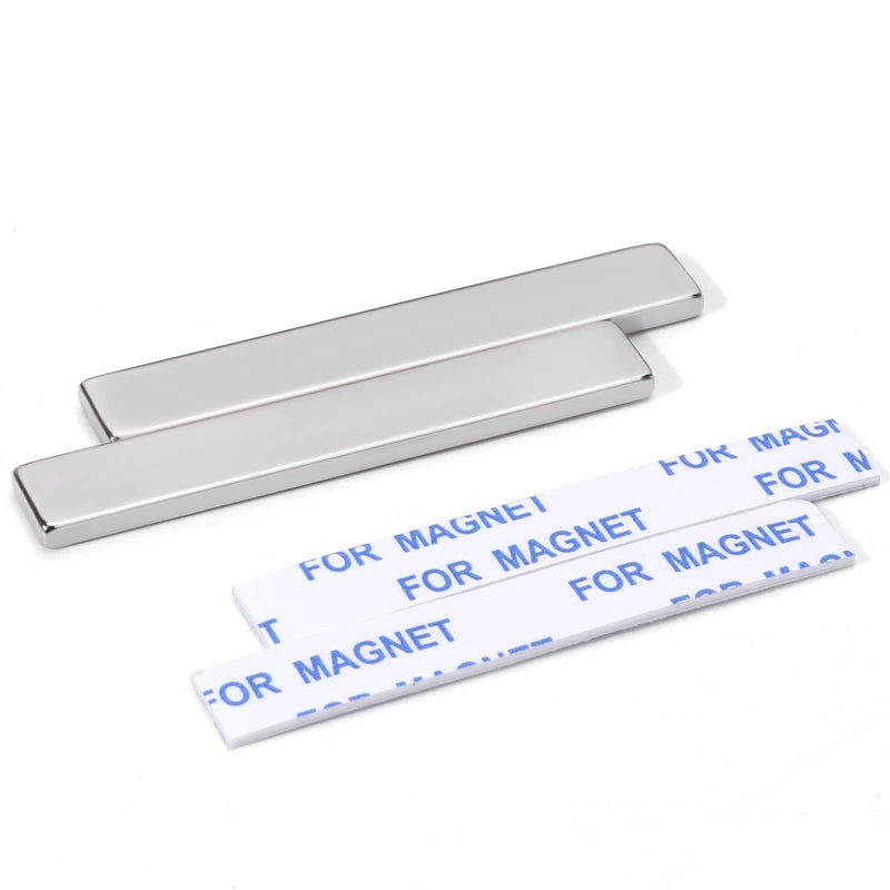 LOVIMAG Strong Neodymium Bar Magnets with Double-Sided Adhesive, Rare Earth Metal Neodymium Magnet for Fridge, Scientific, Shower Door, Office etc, 60 x 10 x 3 mm, Pack of 2 B-60x10x3-2p