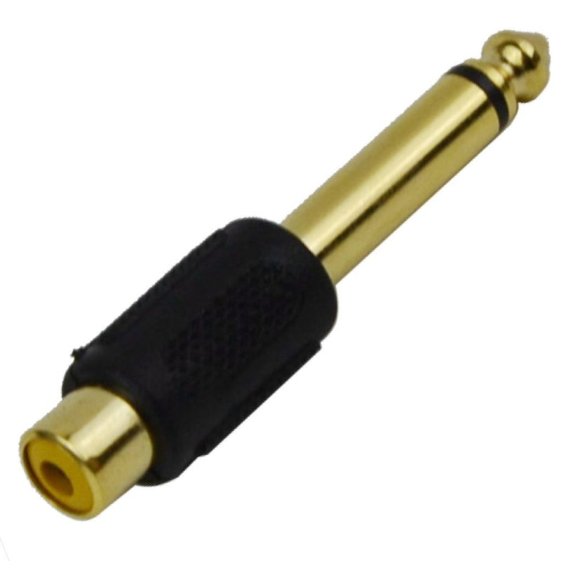 CESS 6.35mm 1/4 Inch TS Plug to RCA Female Jack Audio Adapter, Gold Plated (jcx) (10 Pack)