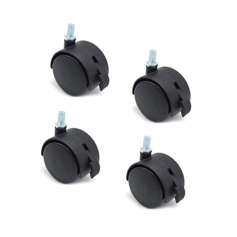 Helonge Furniture Replacement Casters,4 Pcs M8 Swivel Stem Casters with Locking Brake, 5/16 Inch Stem Diameter