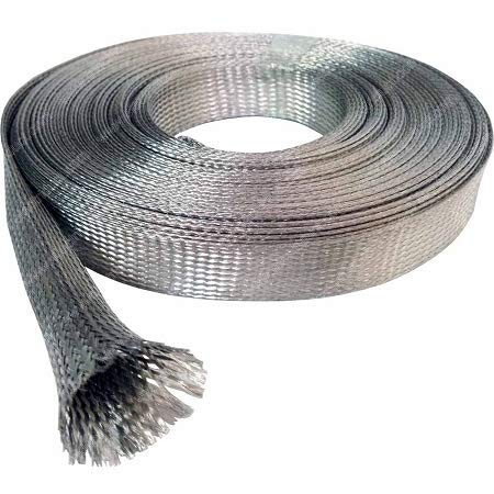 Electriduct 1/2" Tinned Copper Metal Braid Sleeving Flexible EMI RFI Shielding Wire Mesh (0.32" Diameter) - 10 Feet 0.5 Inch (0.32" Dia) | 10 Feet