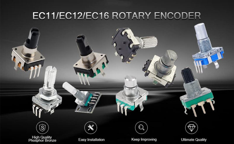 Fielect 360 Degree Rotary Encoder Shaft Encoder Without Screw Thread 7 Pins EC12 10.7mm Shaft 10Pcs