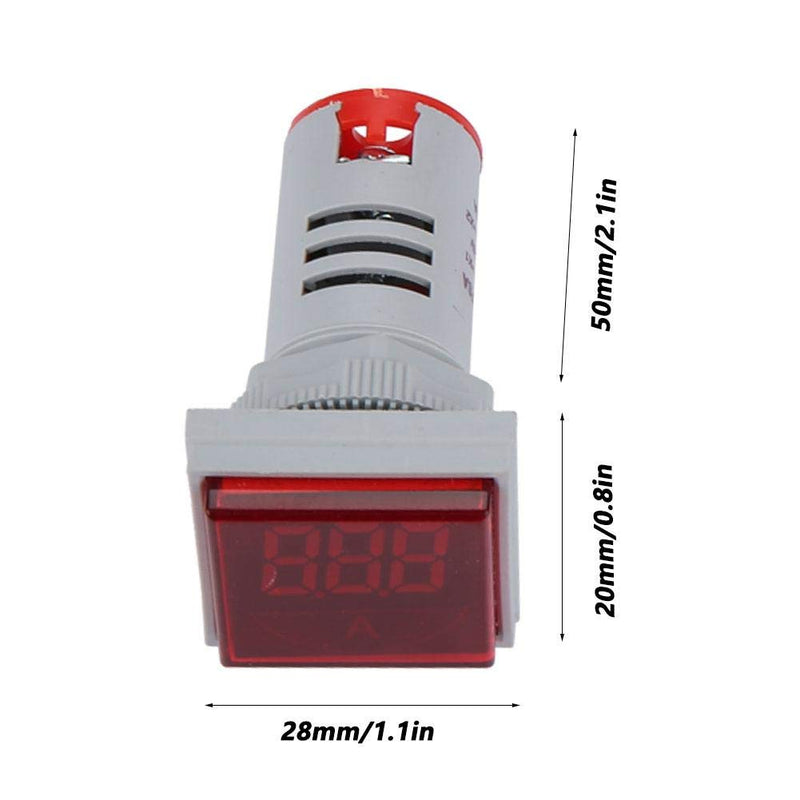 0-100A Digital Ammeter AC Current Meter LED Square Indicator Lamp Light Signal(Red)