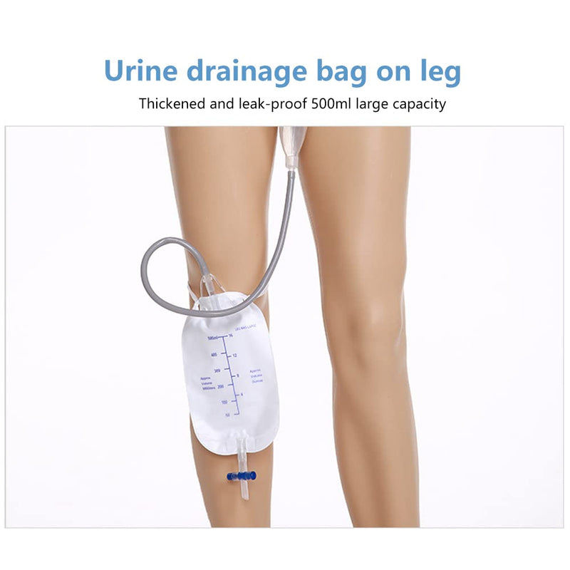Owfeel Urinary Drainage Bag 500ml Easy-Tap Leg Bag with Anti-Reflux Valve 32” Tube (Packs of 2) 500ml Replaced Leg Bags