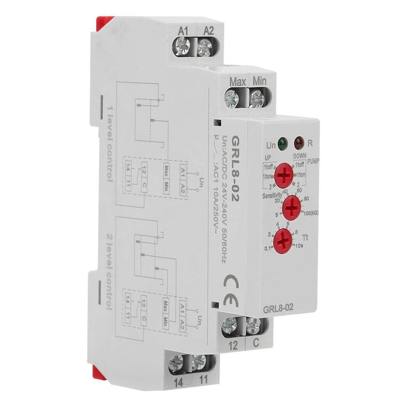 Yosoo Health Gear Liquid Level Controller GRL8-02 Automatic Water Level Controller Relay Water Level Controller 24Vwith DIN Rail Mount for Pool Tank Liquid Level Monitoring