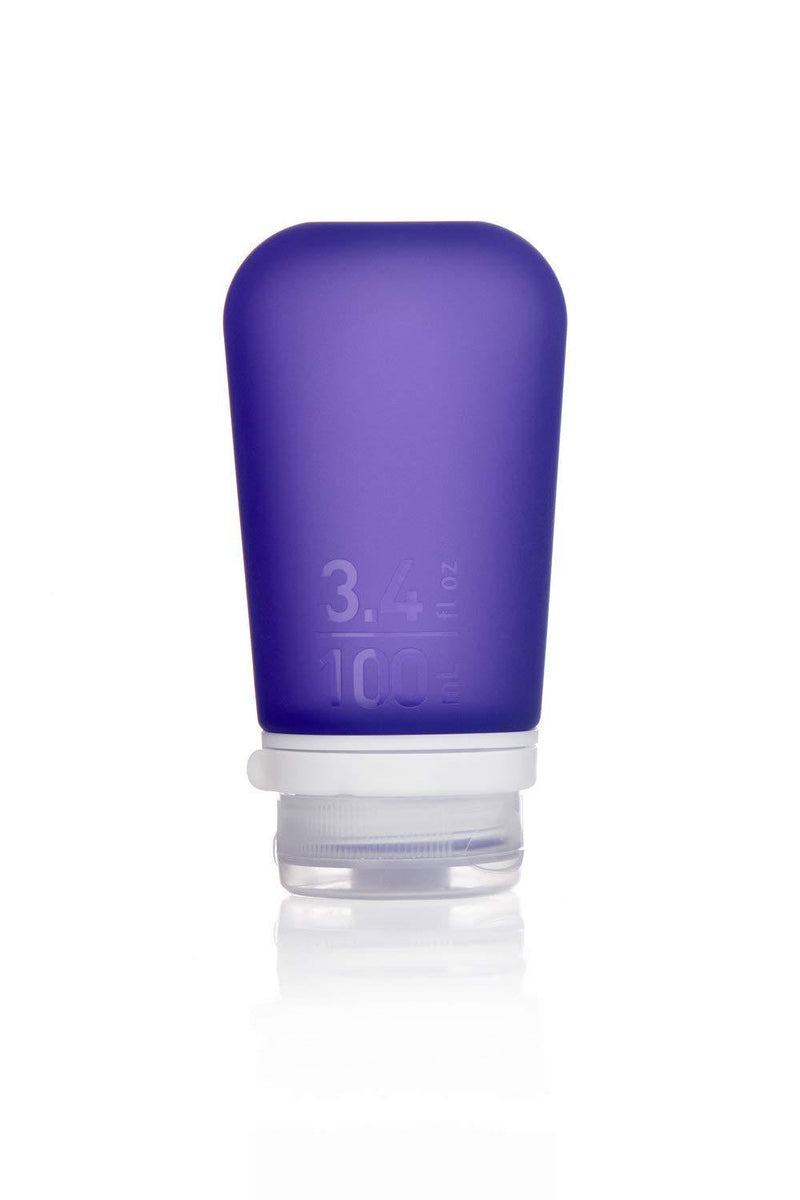 humangear GoToob+ Refillable Silicone Travel Size Bottles with Locking Cap, 3pk Set, Clear/Purple/Teal, Large (3.4oz) Large (3.4oz)
