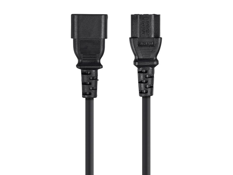 Monoprice 3-Prong Extension Cord - 3 Feet - Black | IEC 60320 C14 to IEC 60320 C13, 18AWG, 10A, 125V