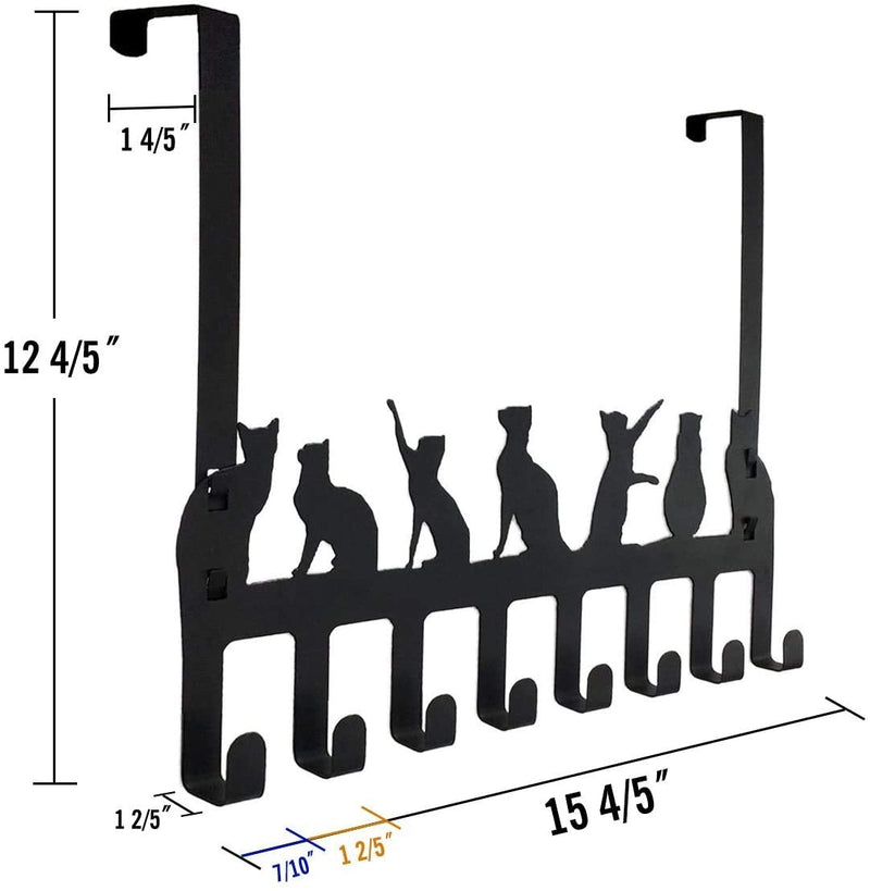 Wintek Over the Door Hook Hanger, Heavy Duty Organizer Rack for Towel, Hat,Hoodies,Coat , Cloth,Bag - 8 Hooks (Black) cat
