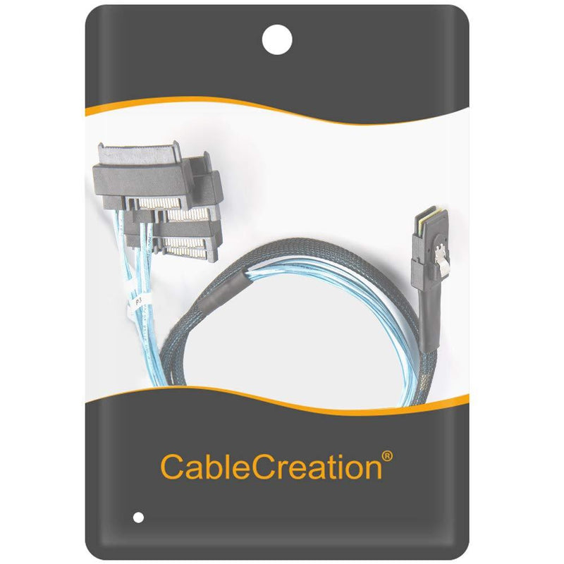 Mini SAS Cable with SATA Power, CableCreation Internal Mini SAS 36 Pin to 4 x 29 Pin Cord with SATA Power, SFF-8087 to SFF-8482 Cable, 3.3 FT