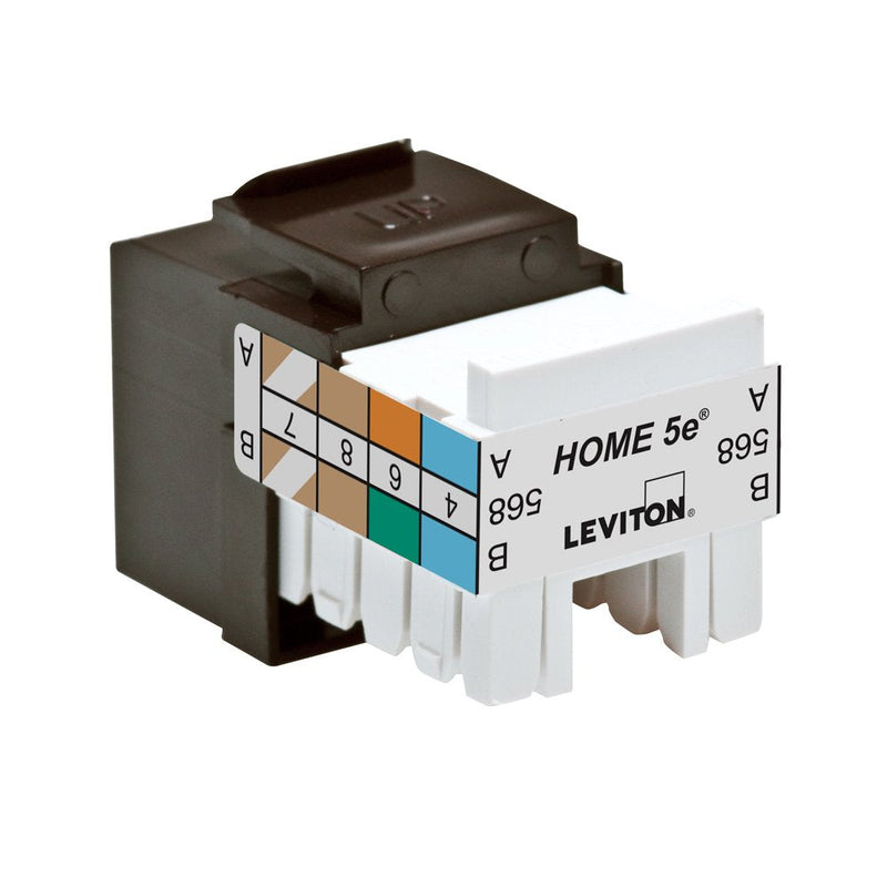 Leviton 5EHOM-RB5 Home 5e Snap-In Connector, T568A/B Wiring, Brown