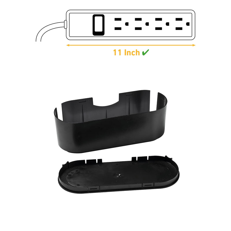 D-Line Cable Management Box, Cord Organizer Box to Hide & Conceal Power Strips, Desk Cable Management Solution, Made from Electrically Safe ABS Material - 12.75" (L) x 5" (W) 4.5" (H) - Black Small