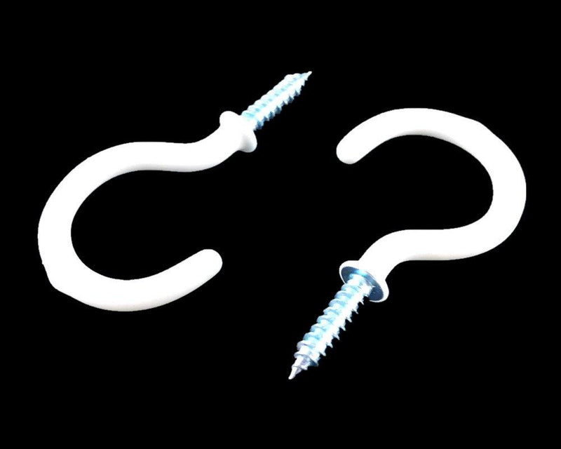 Yueton 50pcs Vinyl Coated Screw-in Ceiling Hooks Cup Hooks (White) White