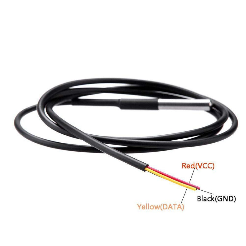 Eiechip 5PCS Waterproof Temperature Probe Thermometer DS18B20 1M with Heat Resistance Thermal Cable