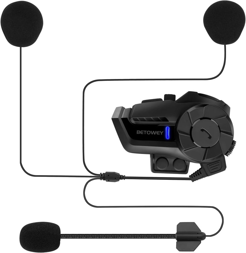 BETOWEY B2X Motorcycle Helmet Bluetooth Headset - Wireless Motorcycle Intercom with Noise Cancellation, Music Playback, and Easy Call Management - Perfect for Dirt Bikes and Motorbikes (Single) Single