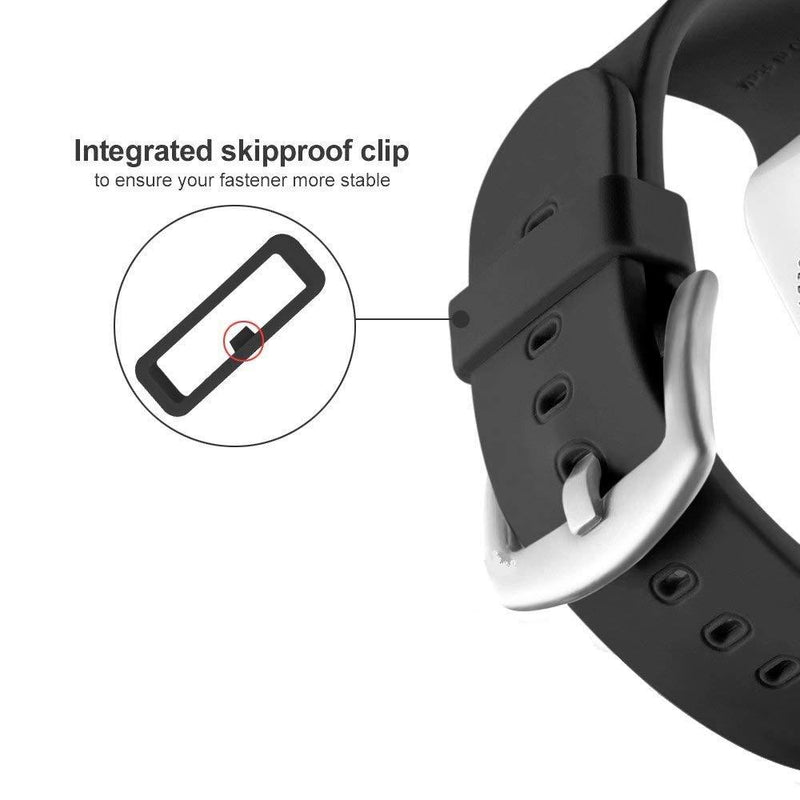 Black Silicon Fastener Ring Security Loop Compatible with Garmin Vivoactive 4s/ Vivosport/ Vivosmart HR & HR+/Approach X40& X10/Venu 2S Samrtwatch Band
