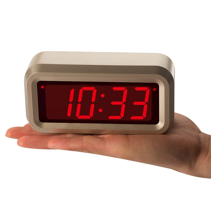Timegyro Digital Alarm Clock Battery Operated with 1.2" Large Display for Bedroom, Heavy Sleepers(Gold) …