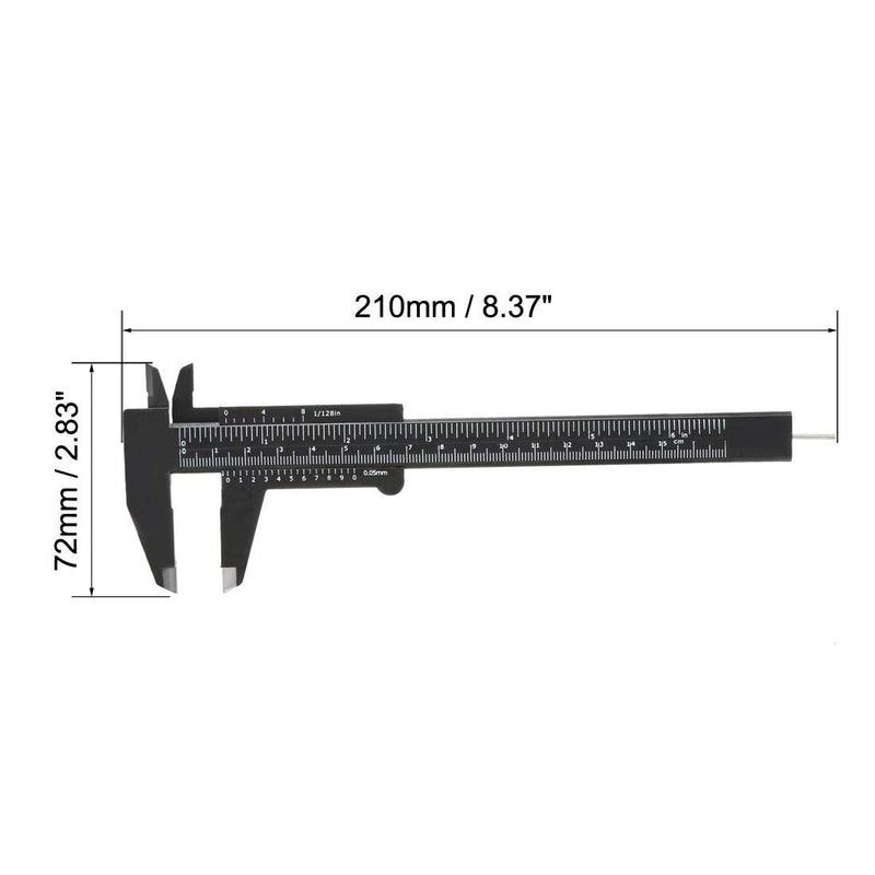 uxcell Vernier Caliper 150mm 6 Inch Metric Mini Double Scale Plastic Ruler Measuring Tool Black