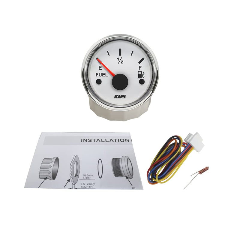 KUS Oil Fuel Level Gauge Meter Indicator 0-190ohm 52MM(2") with Backlight 12V/24V