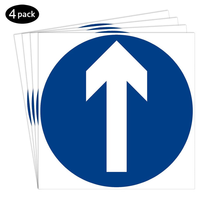 dealzEpic - Round Blue Enter Sign with White Arrow/Gate Machine Entry Symbol - Self Adhesive Peel and Stick Multi-Purpose Vinyl Decal - 3.94 inches in Diameter | Pack of 4 Pcs Blue Arrow Entry Sign