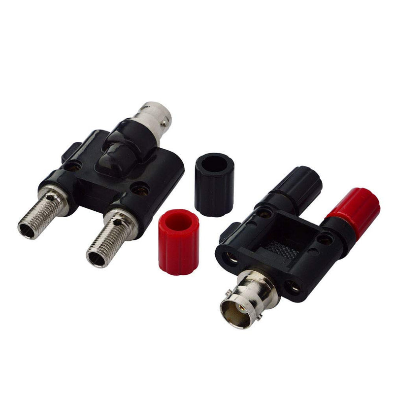 BNC Female to Dual Banana Female Socket Binding Post RF Coax Splitter Adapter Connector Pack of 2