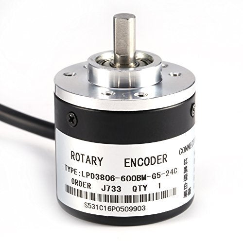 Yosoo Photoelectric Incremental Rotary Encoder 600p/r 6mm Shaft 5-24vdc AB Phase for Length Measurement + Coupling