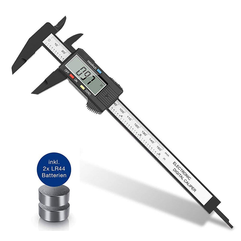 Chizea Digital Caliper, 150mm Classic Caliper with Large LCD Display for Outside, Inside and Depth Measurement, Black