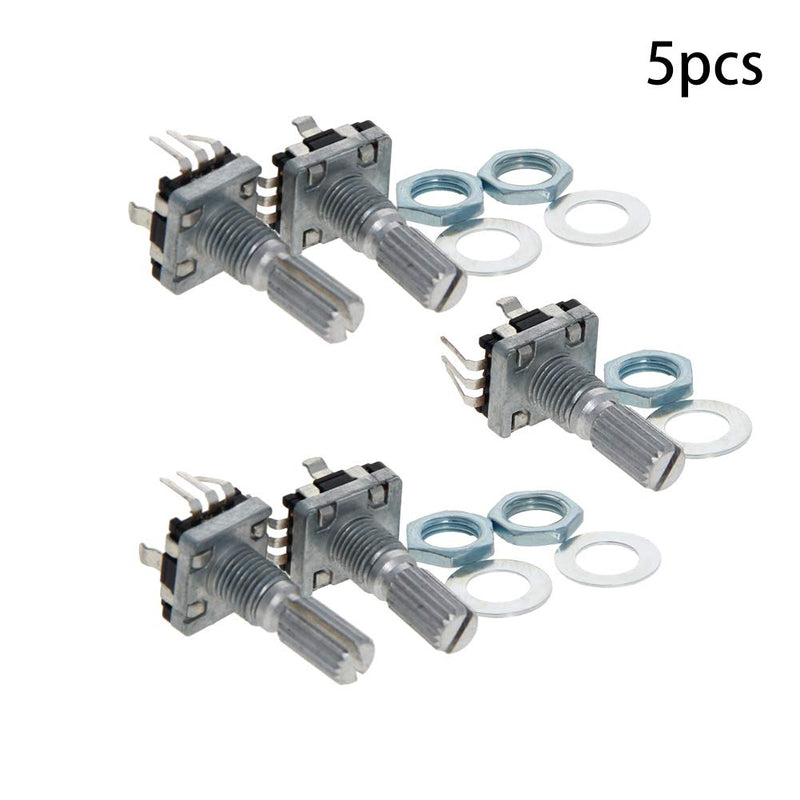 Fielect 360 Degree Rotary Encoder Code Switch Digital Potentiometer EC11 5 Pins 20mm Shaft 5Pcs