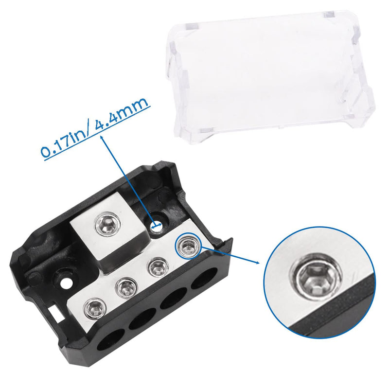 Seamaka 2PCS 4 Way Power Distribution Block,0/2/4 AWG Gauge in 4/8/10 Gauge Out,Amp Distribution Connecting Block for Car Audio Splitter O-072-2PCS 4 way-T1-2pcs